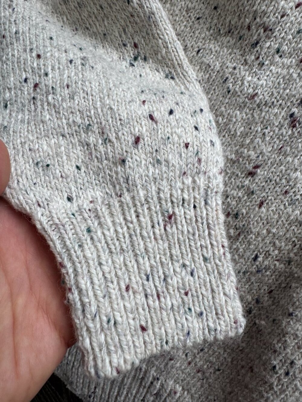 Vintage 90s Northern Reflections Sweater | Cream Speckled Button Collar Wool S - Picture 9 of 9